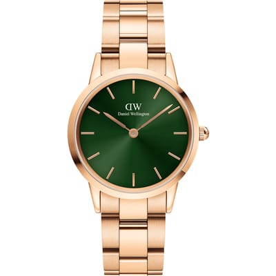 Daniel Wellington DW Watch Iconic Link Emerald Green Rose Gold 36mm
