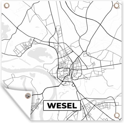 Tuin poster Stadskaart - Plattegrond - Wesel - Kaart - 200x200 cm - Tuindoek