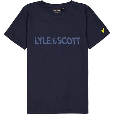 Lyle & Scott Katoenen T-shirt met kinderlogo (Donkere marine)