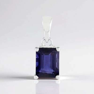 Cavill - Zilveren Hanger - Gerhodineerd 925 Sterling Zilver - Ioliet 1,274 ct - Achthoekige Edelsteen 8x6 mm - Elegante Paarse Sieraden