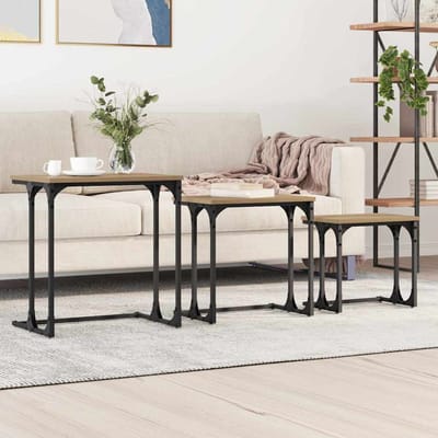 vidaXL - Nest - Koffietafel - 3 - st - artisanaal - eikenkleurig - 50.5 - x - 35 - x - 53 - cm