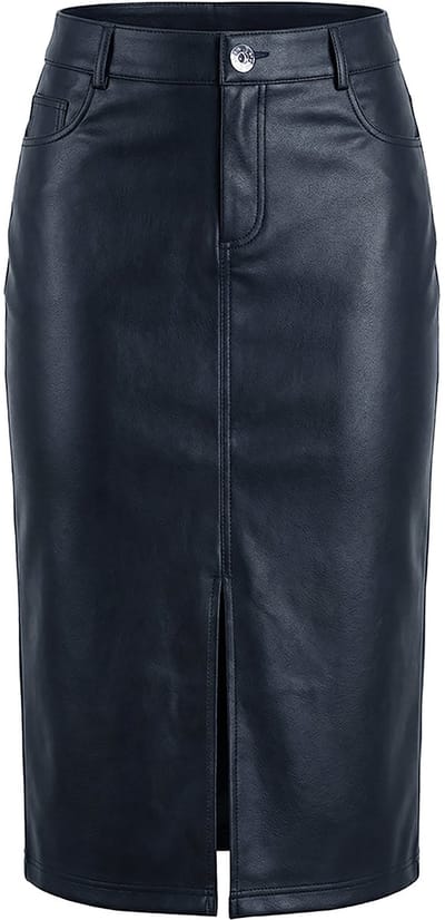 Studio Untold - Dames - Rok in een leerlook A-lijn midi-lengte - Zwart - Maat 44