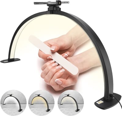 Halve maanlamp met flexibele telefoonhouder en instelbare helderheid