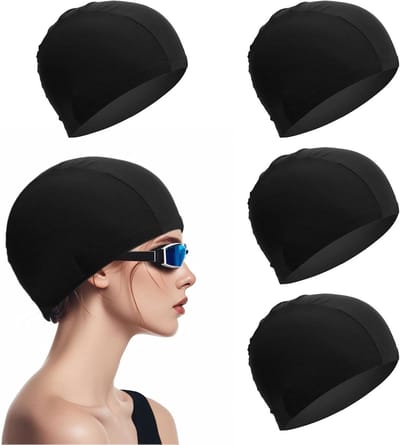 Set van 4 Zwemcaps voor Kinderen en Volwassenen, Elastische en Comfortabele Zwemhoed, Lichtgewicht Accessoires voor Wateractiviteiten en Zwemmen