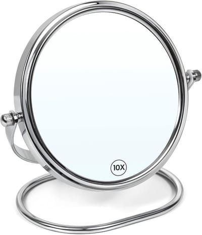 Draagbare opvouwbare make-upspiegel - 6 inch, 1X/10X vergrotend, 360° draaibaar, ideaal voor reizen