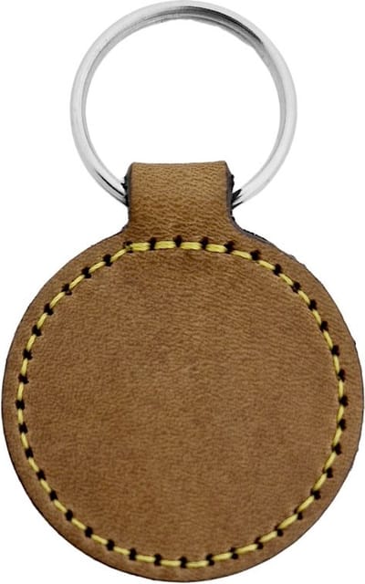 CombiCraft Blanco leren sleutelhanger rond 45mm - 5 stuks