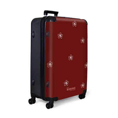 NoBoringSuitcases.com® - Koffer groot - Reiskoffer lichtgewicht - Rode achtergrond met witte bloemen - Rolkoffer met 4 wielen - Grote trolley XL - 98 liter bagage