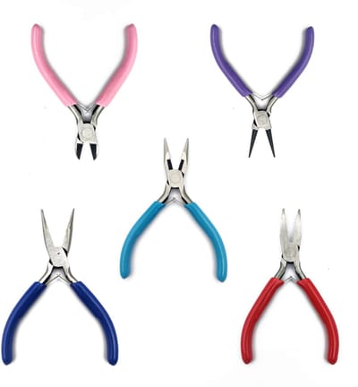 Dailygoods- Tangenset 5-delig - Platbektang - Rondbektang - Draadsnijtang - Punttang - Hard Staal/Rubber - Sieradentang