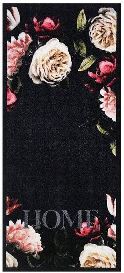 Deurmat Pink Roses antraciet - 66x150 cm