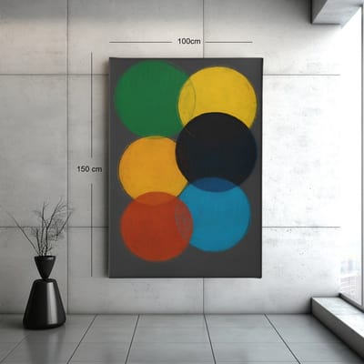 Canvas Schilderij - Cirkels - Abstract - Zwart - Goud - 90x60x2 cm