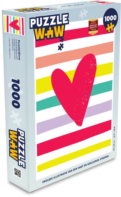 Puzzel Vrolijke illustratie van een hart en gekleurde strepen - Legpuzzel - Puzzel 1000 stukjes volwassenen