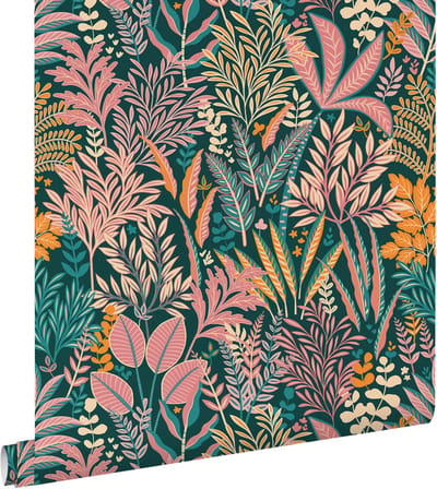 ESTAhome behang tropische bladeren en bloemen meerkleurig - 50 x 900 cm - 131663