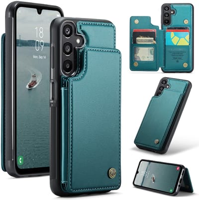Luxe Portemonnee Backcover met Anti-RFID kaarthouders voor Galaxy A17 _ Groen