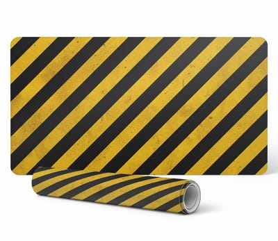Beschermende decoratieve mat voor bureau met diagonale waarschuwingsstrepen 90x45 cm