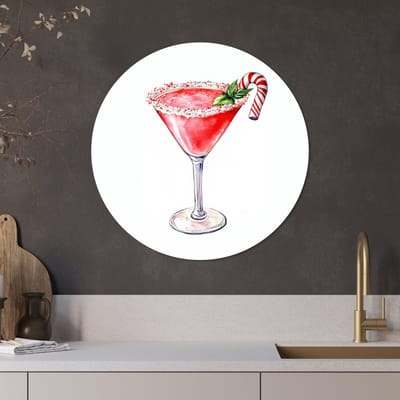 WallCircle® Wandcirkel 60x60 cm - Muurcirkel Cocktail - Drank - Winter - Kunst - Muurdecoratie woonkamer - Wanddecoratie keuken - Kamer decoratie accessoires - Ronde schilderijen