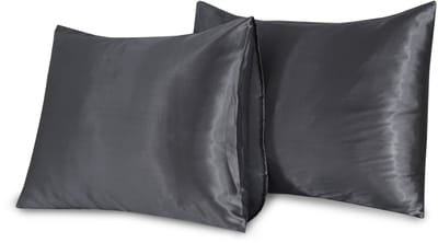 Beauty Silk - Satijnen Kussenslopen - Set van 2 stuks - 60 x 70 cm - Antraciet - Glans Satijn
