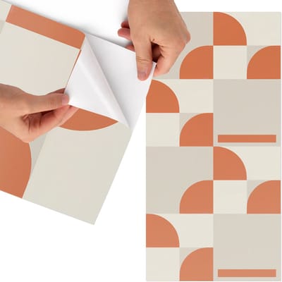 Tulup Meubelfolie - Vintage vormen Decoratiefolie - 75x150 cm - Beige Meubelfolie - Wrapfolie Keuken - Minimalist Meubelfolie - Decoratiefolie - Tafeldecoratie - Geometrie