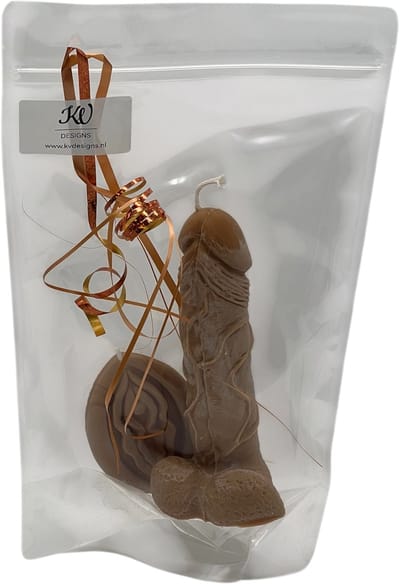 KV DESIGNS Piemel & Vagina Kaarsen Cadeauset - Kaarsen Cadeauset - Handgemaakt van Koolzaadwas - Erotisch Cadeau - Cadeauklaar Verpakt - licht bruin