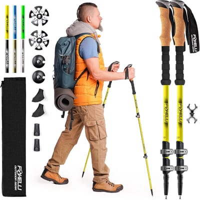 Opvouwbare Trekkingstokken Set van 2 - Lichtgewicht Aluminium Wandelstokken met Kurk Comfortgrip