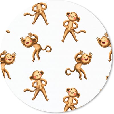 Muismat rond 20x20 cm - Mousepad Jungle - Design - Aap - Kinderen - Ronde muismatten