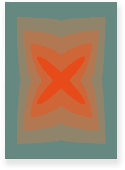 Poster 20x30 cm - Abstracte Kleurovergang - Kruis - Oranje - Groen - Vintage - Op-Art - Muurdecoratie - Wanddecoratie