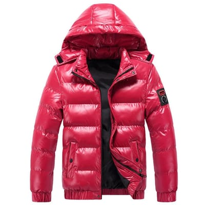 Winter Nieuwe Hooded Gewatteerde Glanzende Katoenen Jas Koreaanse Versie van Effen Kleur Jonge Katoen-gewatteerde Jas Heren. 4XL brown