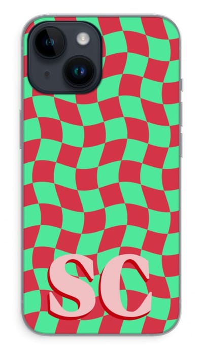 Gepersonaliseerd - Case Company® - Hoesje geschikt voor iPhone 14 hoesje - Grid Monogram - Soft Cover Telefoonhoesje - Bescherming aan alle Kanten en Schermrand