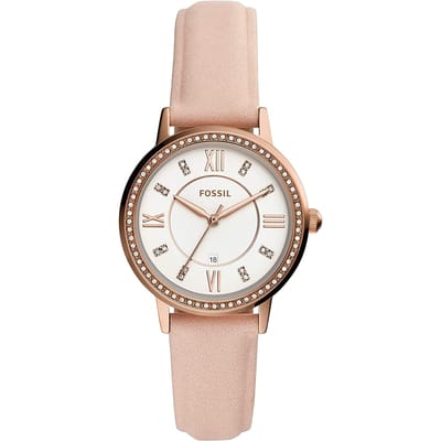 Fossil Gwen ES4877 Horloge - Leer - Roze - Ø 34 mm
