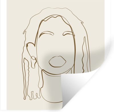 Muurstickers - Sticker Folie - Vrouwen - Tekst - Line art - Quotes - 100x100 cm - Plakfolie - Muurstickers Kinderkamer - Zelfklevend Behang XXL - Zelfklevend behangpapier - Stickerfolie