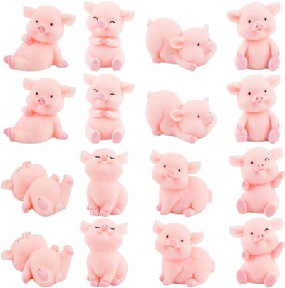 Solidchoice - 16 Stuks Geluksvarkens Miniatuur Decoraties