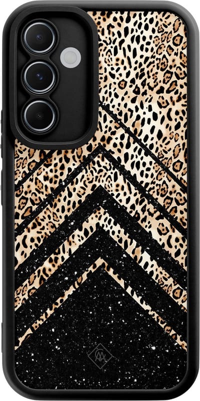 Casimoda® hoesje - Geschikt voor Samsung Galaxy A55 - Chevron Luipaard - Zwart TPU Backcover - Luipaardprint - Zwart