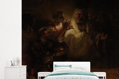 Behang - Fotobehang De verloochening van Petrus - Rembrandt van Rijn - Breedte 245 cm x hoogte 220 cm