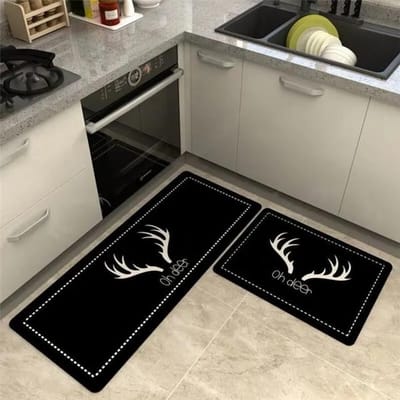 Tapis de sol de cuisine Décoration d'intérieur Tapis de couloir Chambre Salon Chevet Long tapis Salle de bain Antidérapant Lavable Paillasson d'entrée 40cmx60cm 1pc gray