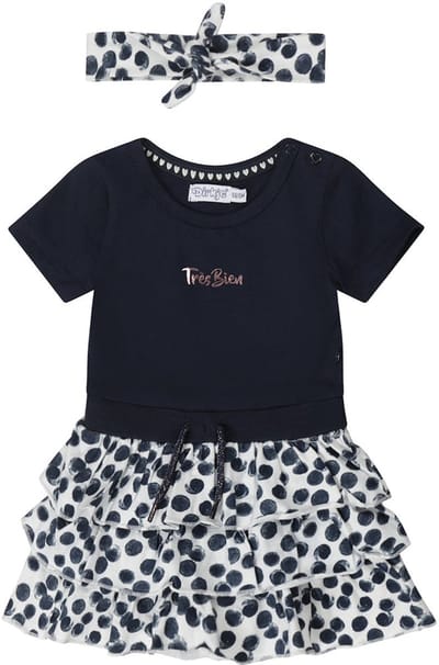 Dirkje tres bien navy baby set - jurk en haarbandje