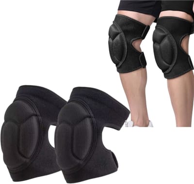 1 paar - Schokbestendige kniebeschermers - Zacht en ademend - Sportbescherming - Beschermende kniebeschermers - Bovenbeenomtrek: 42-50 cm - Lengte: 26 cm - Geschikt voor mannen en vrouwen voor sport- en werkbescherming - Zwart
