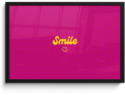 Poster in lijst - Fotolijst 60x40 cm - Posters - Smile - Stippen - Roze - Posterlijst zwart - Decoratie - Wanddecoratie woonkamer - Muurdecoratie slaapkamer