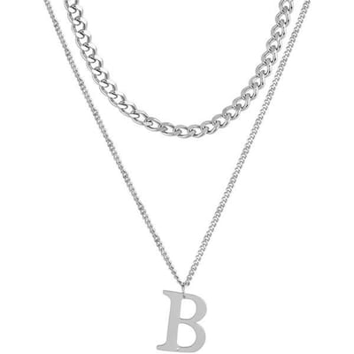 Creatieve Nieuwe Meerlaagse Letter B Hanger Ketting Dames Trend Mode Casual Feest Sieraden Cadeau Dubbele Dames Nek Ketting