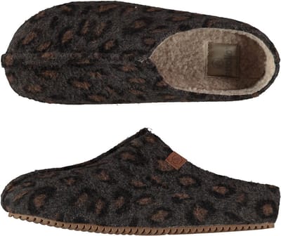Apollo Dames instap slippers/pantoffels - luipaard print - beige - maat 37-38