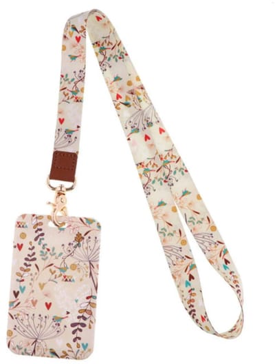 Travel Cords - keycord met pashouder Birds and Hearts - uitschuifbaar - eenzijdig transparant venster - lanyard - passen, sleutels en telefoon - met telefooncord - hardcase