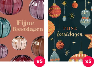 Greetz - 10 kerstkaarten inclusief enveloppen - fijne feestdagen - kerstballen - luxe kaartenset