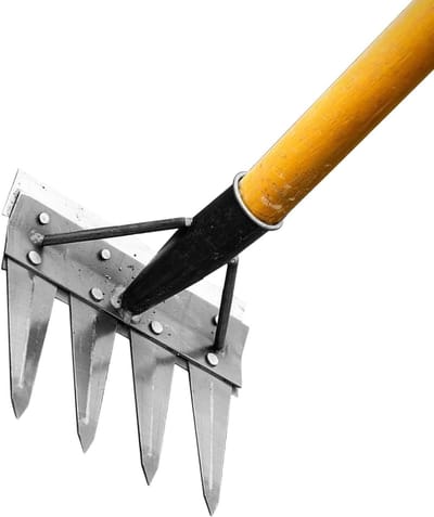 Onkruidverwijderaar Tuin - Handhark Tuin - Bodem losmaken - Dubbelzijdig ontwerp - 20 cm breed - Metaal