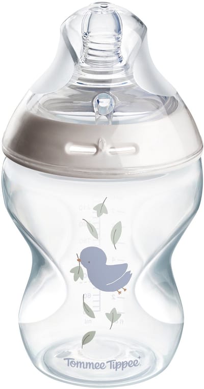 Tommee Tippee Natural Start Babyfles - set van 1 x 260ml baby fles - lage toevoersnelheid 0m+ - met vogelmotief