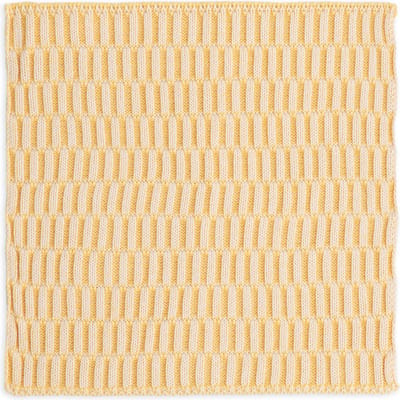 Knit Factory Vaatdoek Block - Gebreide vaatdoek gemaakt van 50% Katoen en 50% acryl - Vaatwasdoek - 1 stuk - Ecru/Gold - Goud - 27x27 cm