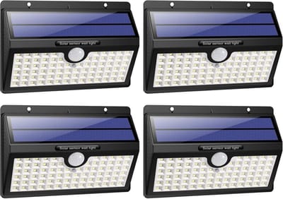 4x Buitenlamp met Bewegingsmelder op Zonne-energie - Draadloos & Waterdicht - Helder LED Licht voor Tuin en Oprit