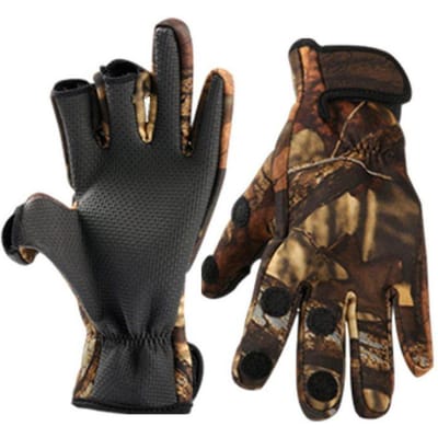 Gants d'hiver imperméables chauds pour le travail en plein air, la pêche sur glace, le ski, portables, coupés à trois doigts M