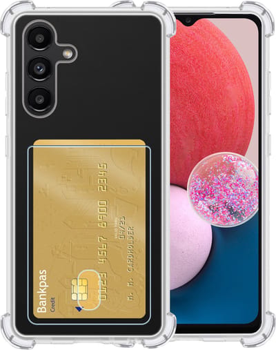 Hoesje - Geschikt voor Samsung Galaxy A13 4G - Met Pashouder en Kaarthouder - Telefoon Hoes Shockproof - Siliconen Case - Shock Proof - Back Cover - Pasjes Houder - Telefoonhoes - Transparant