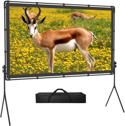 Vouwbaar Polyester Projectiescherm 16:9 met Dubbele Houder voor Buitenfilms, Thuisbioscoop en Kantoorgebruik