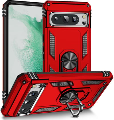Coverup Hoesje - Geschikt voor Google Pixel 8 Pro Hoesje - Coverup Ring Kickstand Back Cover - Rood