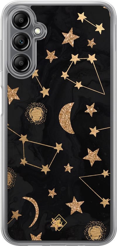 Casimoda® hoesje - Geschikt voor Samsung Galaxy A14 5G - Counting The Stars - 2-in-1 case - Schokbestendig - Sterren - Verhoogde randen - Zwart, Transparant