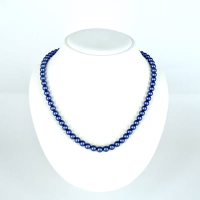 KAYEE - Parelketting van 6mm Swarovski parels - dark denim blue - 42cm+7cm